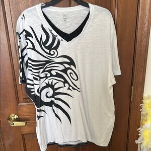 INC International Concepts Men's White and Black Tribal Tee